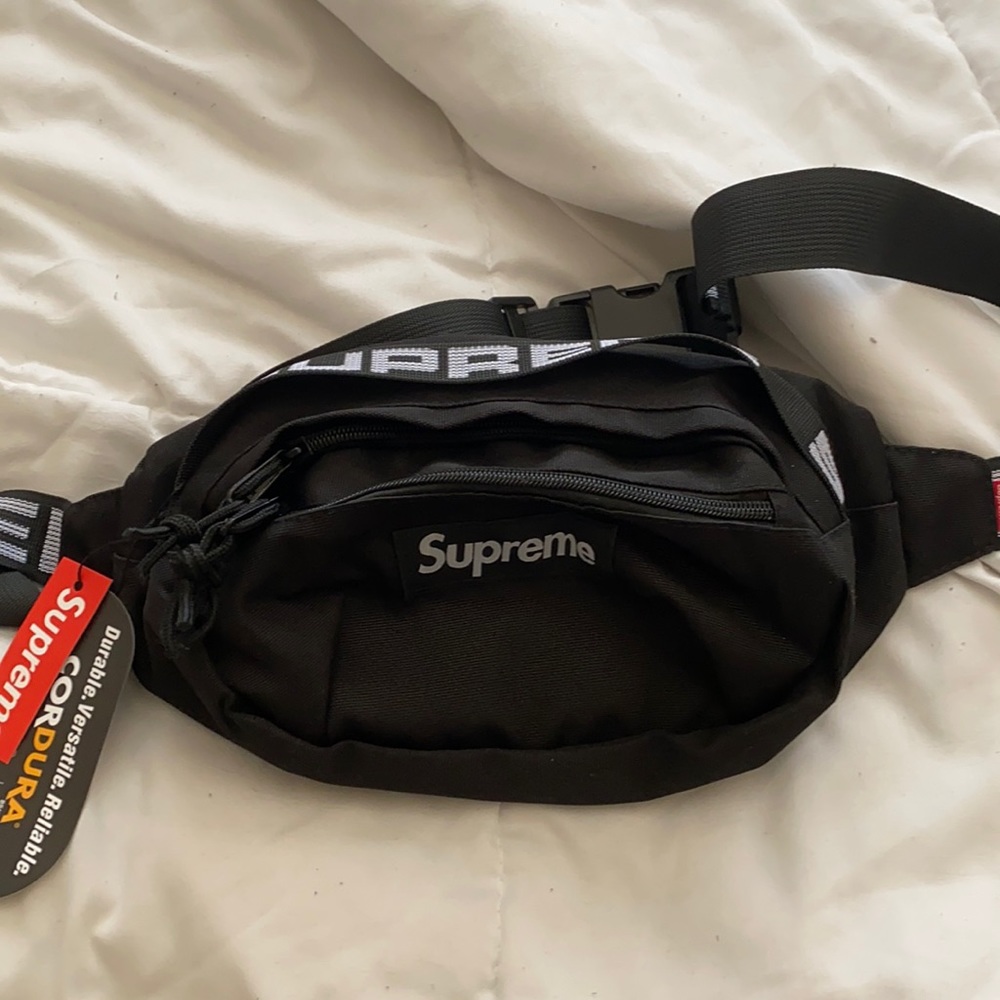 Black and White Supreme Waist Bag/ Crossbody